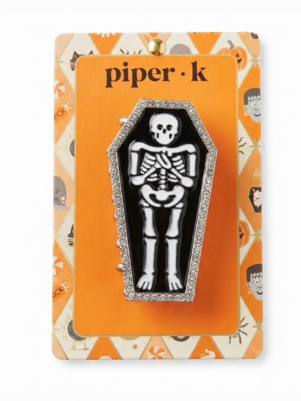 NWT ⚜️💀⚜️ Piper K Halloween Skeleton Coffin Hair Claw Clip